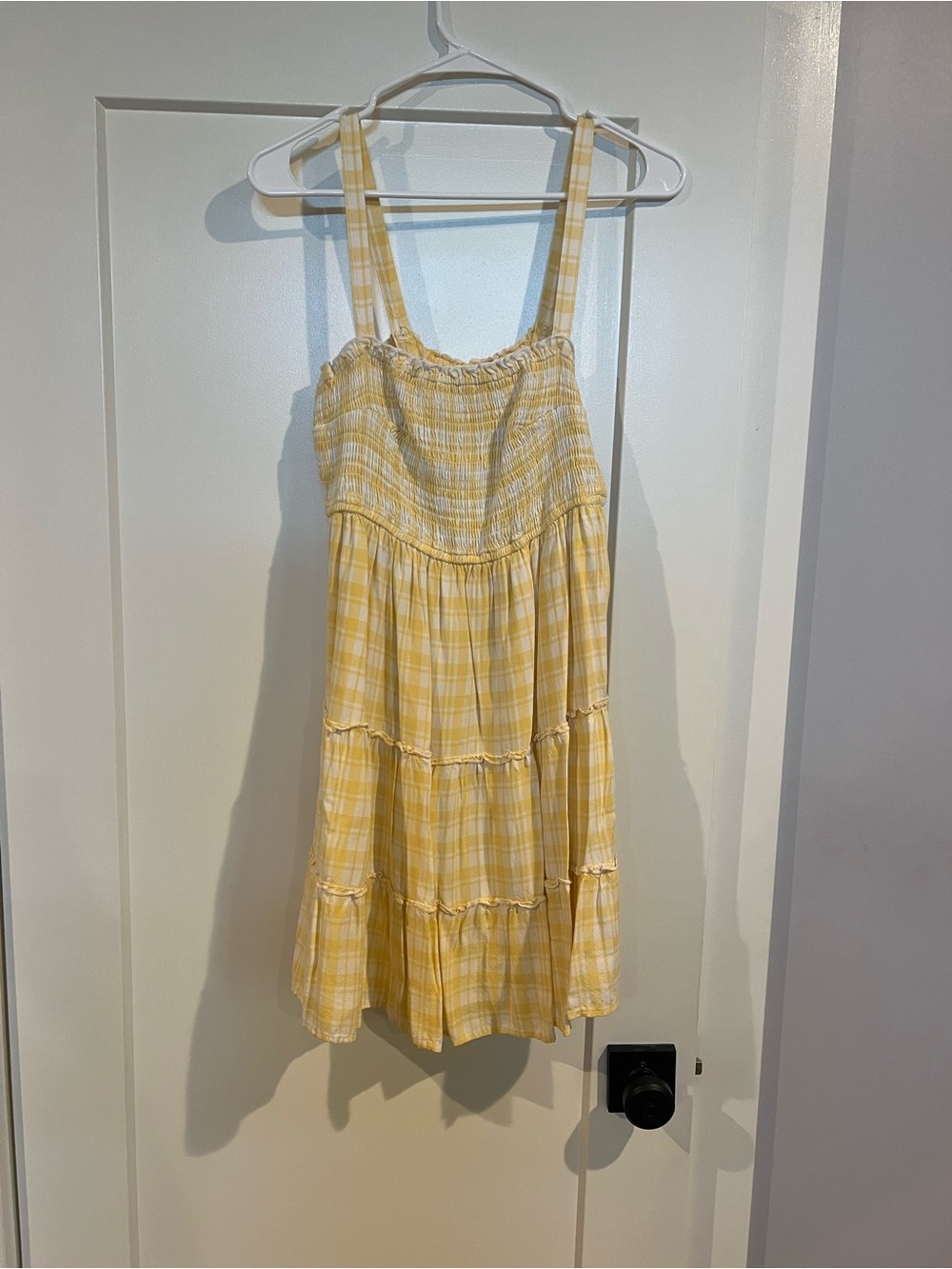 Hollister Yellow and White Smocked Tank Top dress